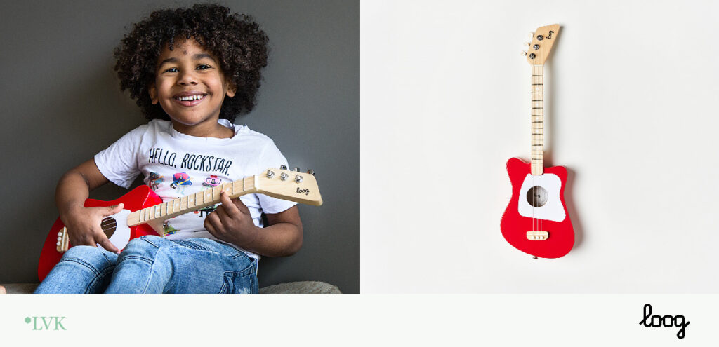 Loog mini acoustic guitar is the best guitar for young musicians.